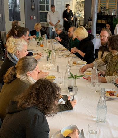 Governor Mills Eats Lunch with Monson Arts Resident Artists